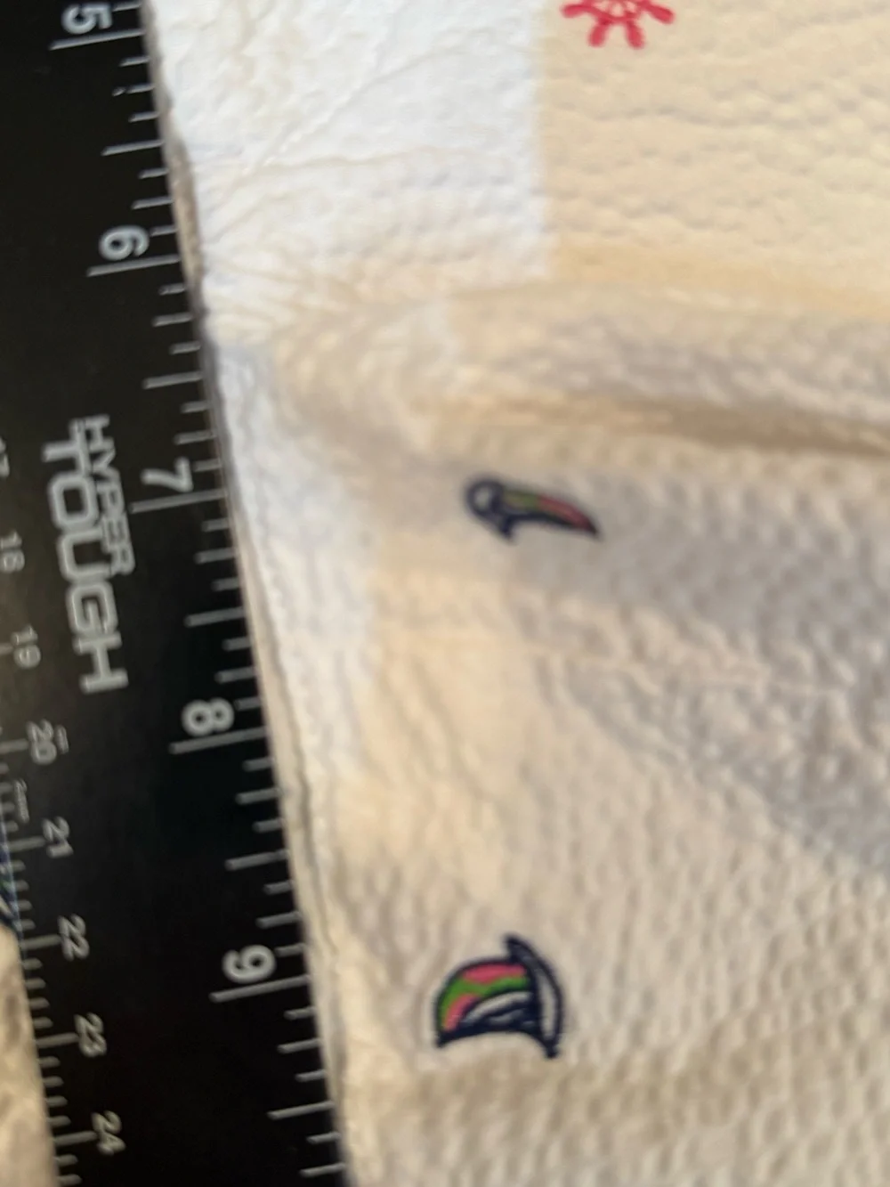 Lilly Pulitzer White Seersucker Shorts with Navy Sailboat & Pink Star Embroidery